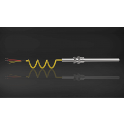 K Type Duplex mineral insulated thermocouple with cable, sheath material Inconel 600, sheath dia 4.5 mm, sheath length 850mm, 2 mtr. Long Teflon insulated cable