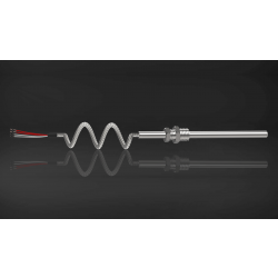 J Type Duplex mineral insulated thermocouple with cable, sheath material SS 316, sheath dia 8 mm, sheath length 1000mm, 2 mtr. Long Teflon/Teflon SS braided cable