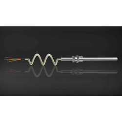 K Type Duplex mineral insulated thermocouple with cable, sheath material SS 316, sheath dia 8 mm, sheath length 1000mm, 2 mtr. Long Teflon/Teflon SS braided cable