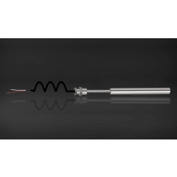 J Type Simplex Thermocouple with Cable and Fitting (Spring Loaded), SS 316, 3 mm dia, 450 mm length, 500 mm (spring+sheath length), 1/2"NPT, 2 Mtr. Teflon Insulated Cable (T-204)