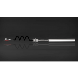 J Type Duplex Thermocouple with Cable and Fitting (Spring Loaded), SS 316, 4.5 mm dia, 150 mm length, 200 mm (spring+sheath length), 1/2"NPT, 2 Mtr. Teflon Insulated Cable (T-204)