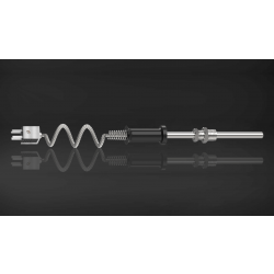 J Type Duplex Thermocouple with Cable and Miniature Connector, SS 316, 8 mm dia, 600 mm length, 1 Mtr. long Teflon Insulated SS Braided cable (T-272)