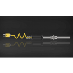 K Type Simplex Thermocouple with Cable and Standard Connector, SS 316, 8 mm dia, 850 mm length, 1 Mtr. long Teflon insulated cable (T-272)