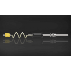 K Type Simplex Thermocouple with Cable and Standard Connector, SS 310, 8 mm dia, 850 mm length, 1 Mtr. long Teflon Insulated SS Braided cable (T-272)