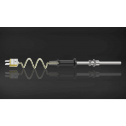K Type Duplex Thermocouple with Cable and Miniature Connector, SS 316, 8 mm dia, 600 mm length, 1 Mtr. long Teflon Insulated SS Braided cable (T-272)