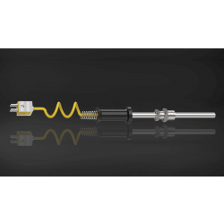K Type Duplex Thermocouple with Cable and Standard Connector, SS 310, 8 mm dia, 850 mm length, 1 Mtr. long Teflon insulated cable (T-272)
