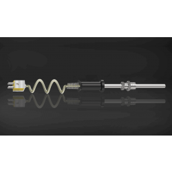 K Type Duplex Thermocouple with Cable and Standard Connector, Inconel 600, 8 mm dia, 850 mm length, 2 Mtr. long Teflon Insulated SS Braided cable (T-272)