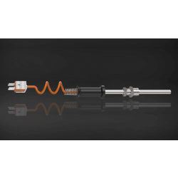 N Type Duplex Thermocouple with Cable and Miniature Connector, Inconel 600, 8 mm dia, 850 mm length, 1 Mtr. long Teflon insulated cable (T-272)